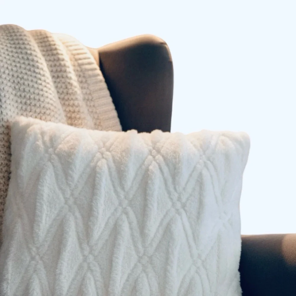 Luxurious White Faux Fur Pillow